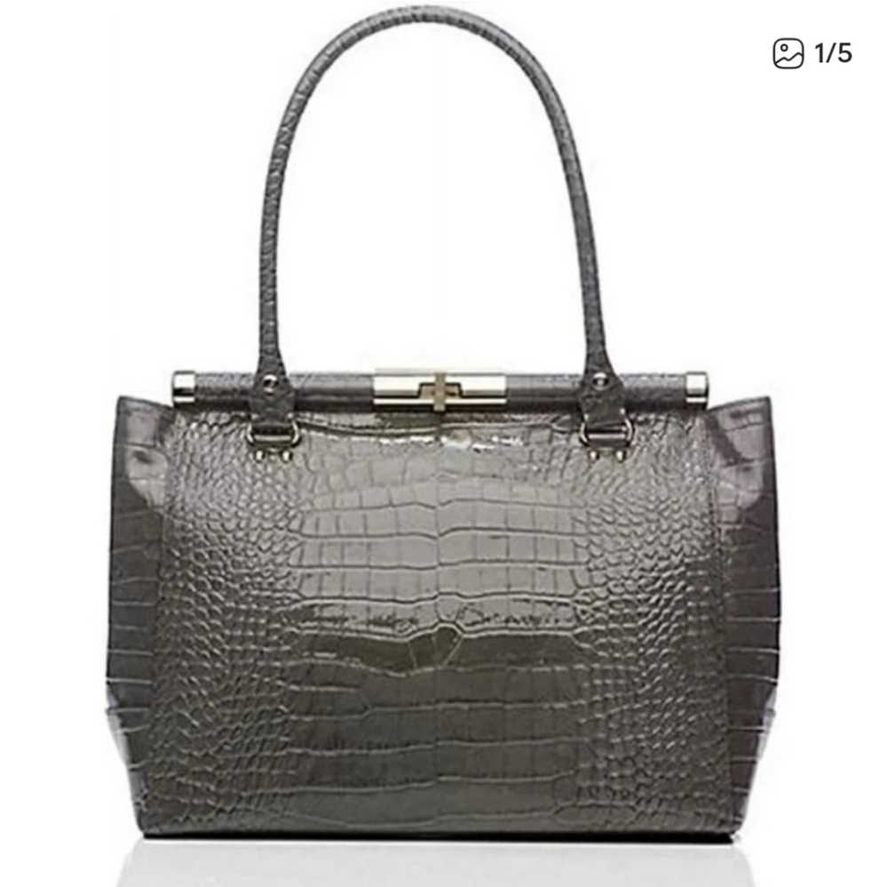 Kate Spade Knightsbridge Graphite Croc-Embossed Tote - Picture 4 of 13